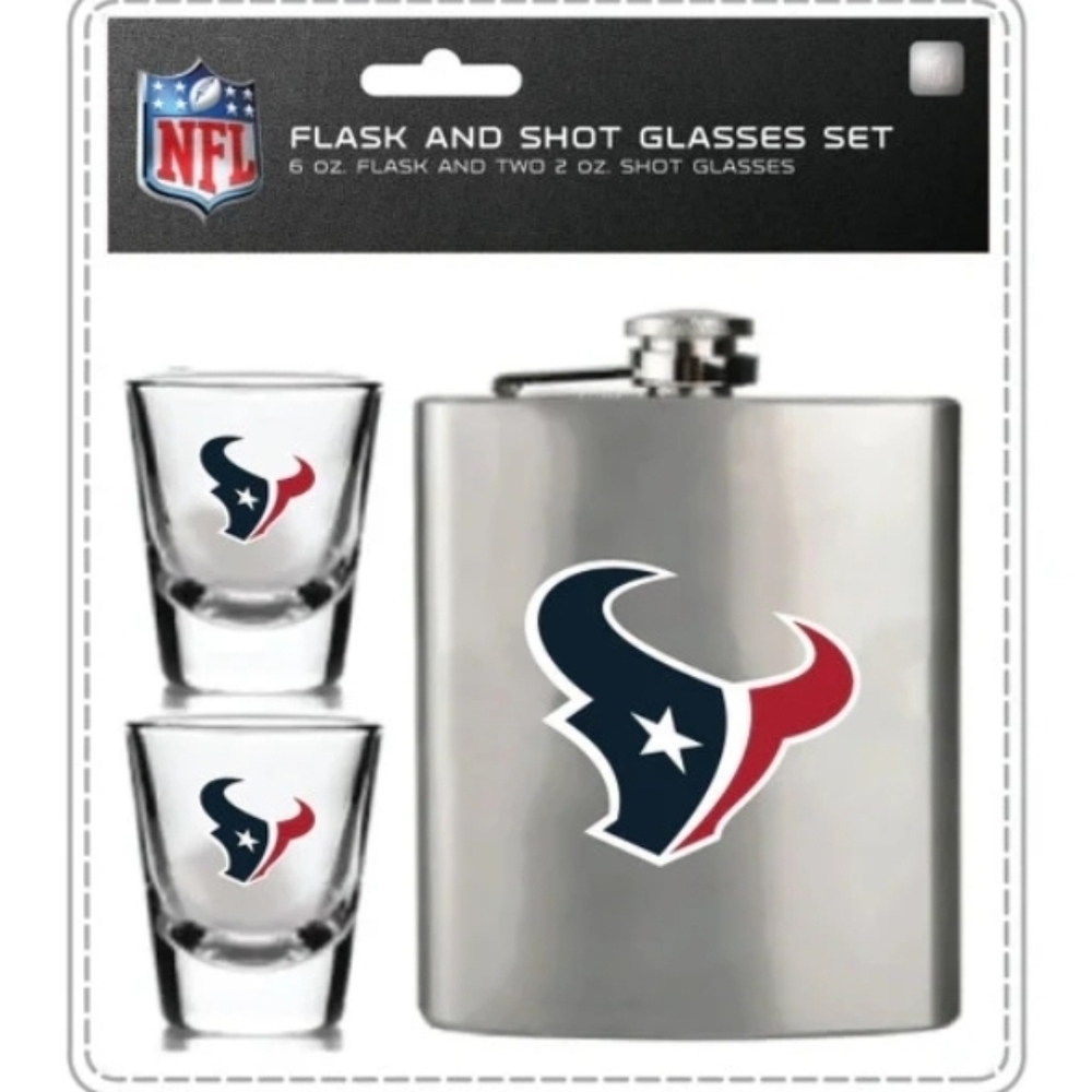 Houston Texans Flask and Shot Glass Set